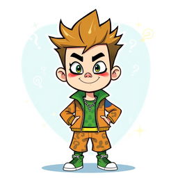 A playful cartoon illustration of a personified tall pride character represented as a cunning kid