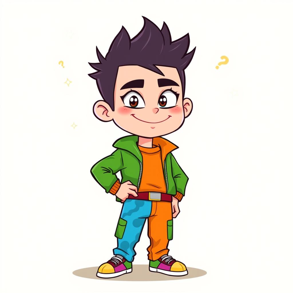 A playful cartoon illustration of a personified tall pride character represented as a cunning kid