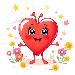 A delightful cartoon illustration of a personified cute heart character