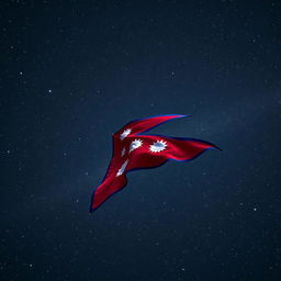 A stunning view of the flag of Nepal flying majestically in the vastness of space