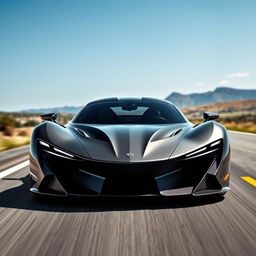 A highly aerodynamic, large, and spacious car featuring a sleek carbon monocoque structure