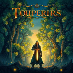 An engaging and captivating book cover design, featuring an intricate fantasy world