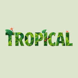 Design the word "TROPICAL" using a vibrant texture inspired by tropical leaves