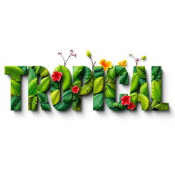 Design the word "TROPICAL" using a vibrant texture inspired by tropical leaves