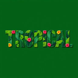 Design the word "TROPICAL" using a vibrant texture inspired by tropical leaves
