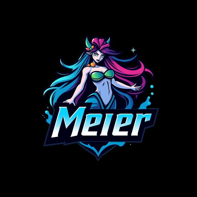 A fierce and modern gaming logo featuring a stylized, mythical sea creature resembling a mermaid, with vibrant colors and dynamic lines to convey movement