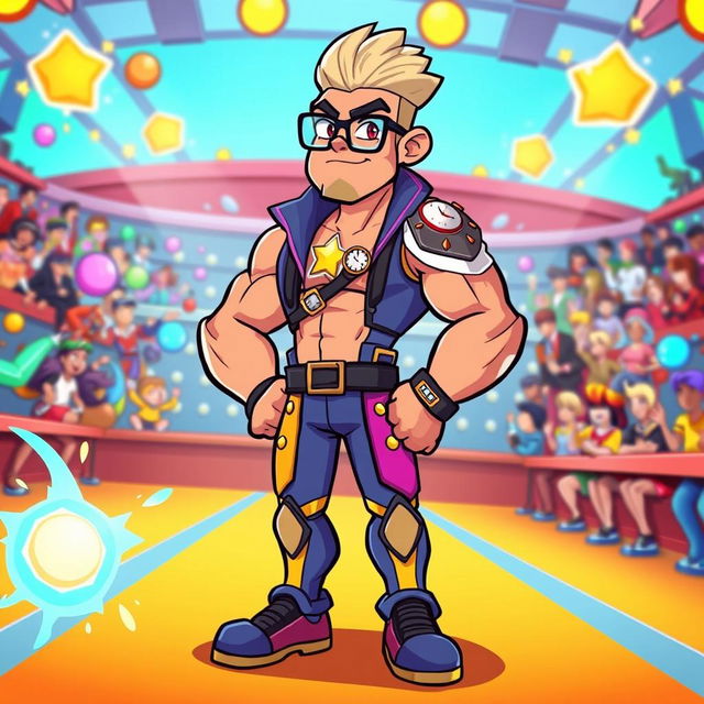 A cartoon-style brawler character that embodies punctuality, intelligence, and justice