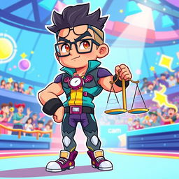 A cartoon-style brawler character that embodies punctuality, intelligence, and justice
