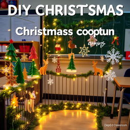 A DIY Christmas decoration scene featuring forest-themed symbols and lights, designed specifically for a DepEd classroom