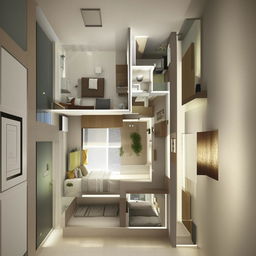 Design a room of size 10 x 22 featuring a combined living room and bedroom in an area of 10 x 15, and a bathroom measuring 6 x 4.