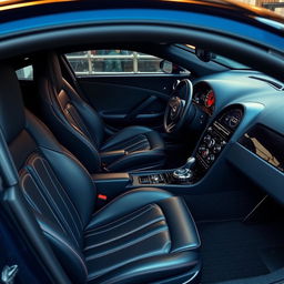 An elegant and luxurious interior of a Bugatti Veyron, showcasing the fine craftsmanship and high-end materials