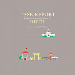 An A4-sized book cover for a task report on spatial structure reviewing the RDTR (Rencana Detail Tata Ruang) of Surakarta City