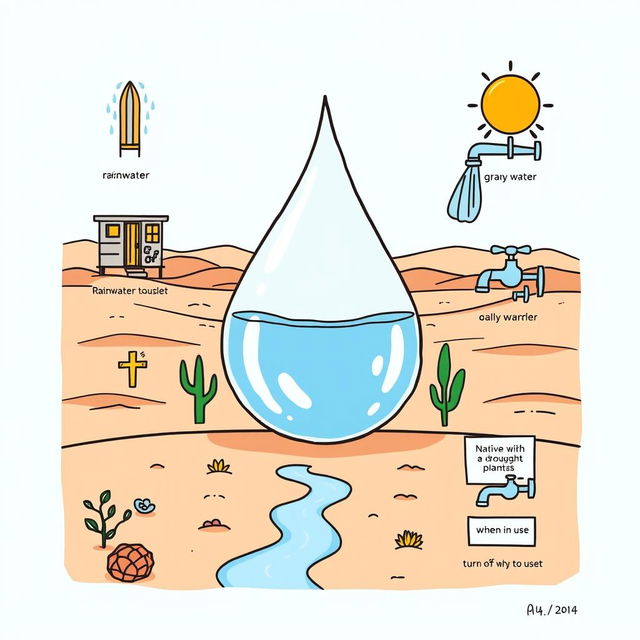 A simple and easy-to-draw poster illustrating the significance of water preservation