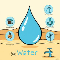 A simple and easy-to-draw poster illustrating the significance of water preservation