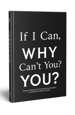 A minimalist book cover design featuring a sleek black book with the title "If I Can, Then Why Can’t You?" The text is elegantly placed in a modern sans-serif font, highlighted in white for a striking contrast against the black background