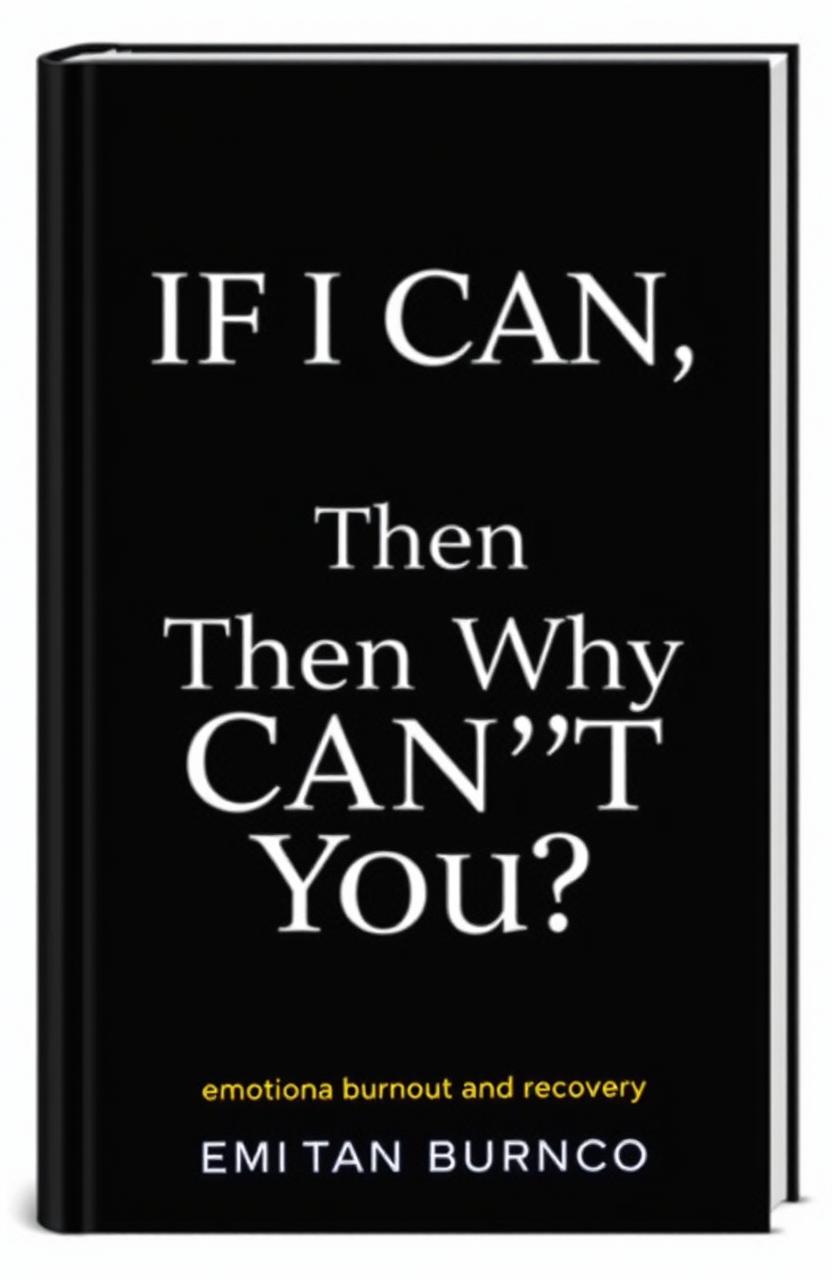 A minimalist book cover design featuring a sleek black book with the title "If I Can, Then Why Can’t You?" The text is elegantly placed in a modern sans-serif font, highlighted in white for a striking contrast against the black background