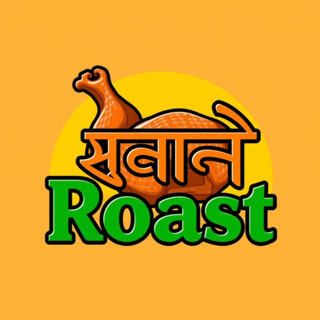 A vibrant and eye-catching Facebook profile image featuring a bold and artistic representation of the Bengali letter 'মুরগী' creatively intertwined with the word 'Roast'