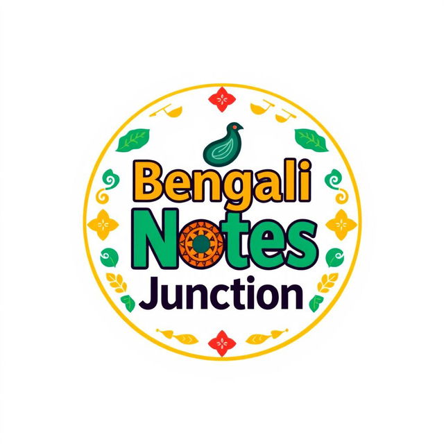 A vibrant and creative logo for a study group titled 'Bengali Notes Junction'