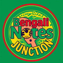 A vibrant and creative logo for a study group titled 'Bengali Notes Junction'