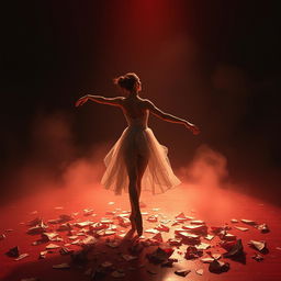 In the crimson light of a fading day, a ballerina named Lilith, lost in the labyrinths of fate, is showcased at a cruel auction