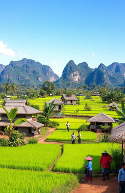 A picturesque, vibrant rural landscape in Kampung Pitu, Nglanggeran, Indonesia