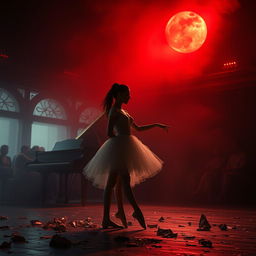 In the crimson light of a fading day, ballerina Lilith is cruelly displayed at a harsh auction, trapped in the labyrinths of fate