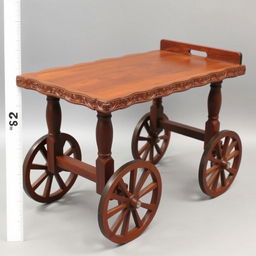 A small wooden dinner wagon, measuring approximately 3 feet in length, 8 feet in height, and 20 inches in width