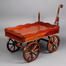 A small wooden dinner wagon, measuring approximately 3 feet in length, 8 feet in height, and 20 inches in width