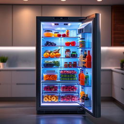 A visually striking refrigerator design, showcasing a sleek and modern exterior with an ultra-chic stainless steel finish