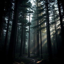 The Black Forest in Germany, featuring dense trees that create an atmosphere of eternal twilight