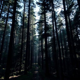 The Black Forest in Germany, featuring dense trees that create an atmosphere of eternal twilight