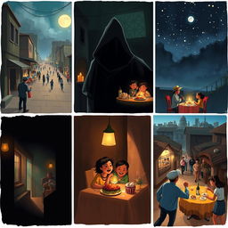 Illustrate the story "El ladrón de sábado" by Gabriel García Márquez through ten engaging images