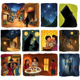 Illustrate the story "El ladrón de sábado" by Gabriel García Márquez through ten engaging images