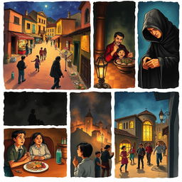 Illustrate the story "El ladrón de sábado" by Gabriel García Márquez through ten engaging images