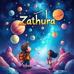 A beautifully illustrated cover design for a fantasy book titled 'زاثورا' (Zathura in Arabic)