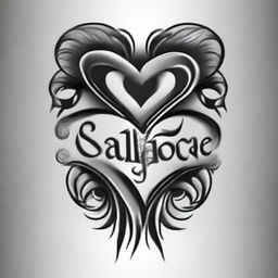 A high-quality digital art of a heart tattoo design with the word 'Salesforce' scripted elegantly inside