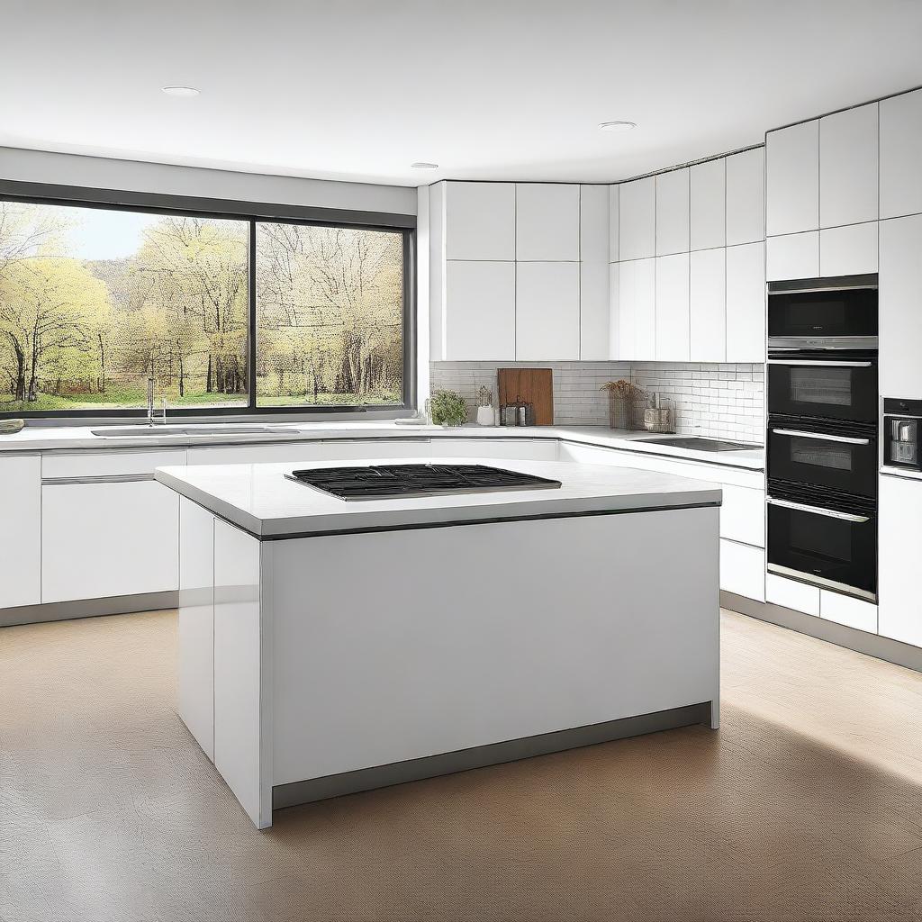 A high-resolution photo of a spacious, modern kitchen filled with high-end appliances