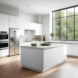 A high-resolution photo of a spacious, modern kitchen filled with high-end appliances