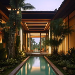 Design a minimalist house worth 150 million with Balinese elements