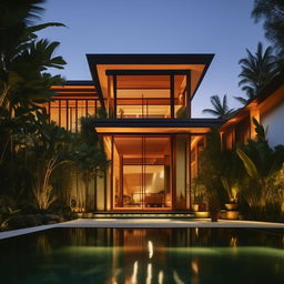 Design a minimalist house worth 150 million with Balinese elements