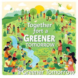 A vibrant and inspiring poster showcasing the positive effects of humans interacting harmoniously with their environment