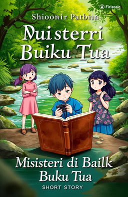 A short story cover titled 'Misteri di Balik Buku Tua'