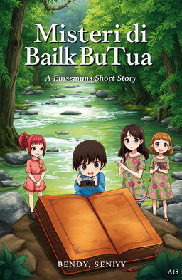 A short story cover titled 'Misteri di Balik Buku Tua'