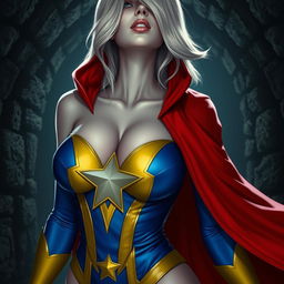 A close-up shot of a gorgeous white female character, showcasing her torso