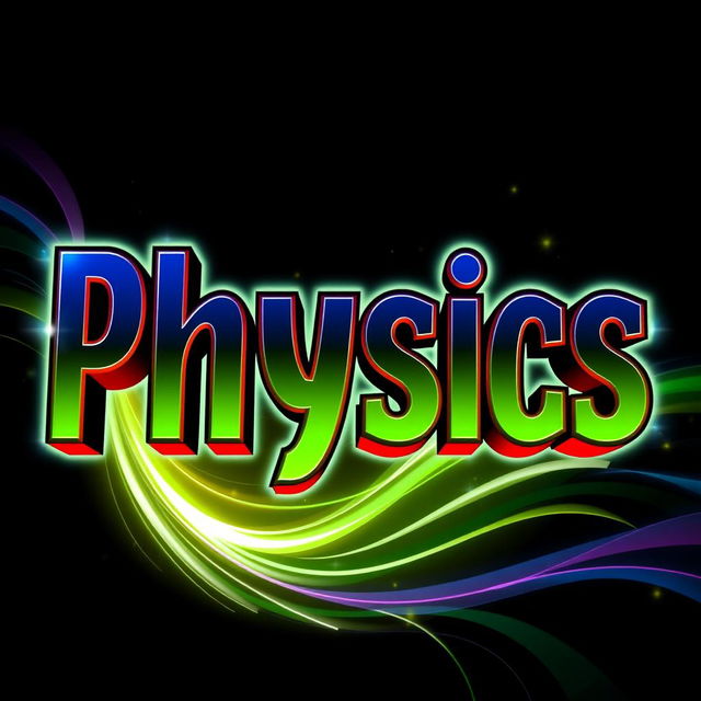 The word 'Physics' displayed in a striking and artistic style, using a bold, modern font that combines sharp edges and smooth curves