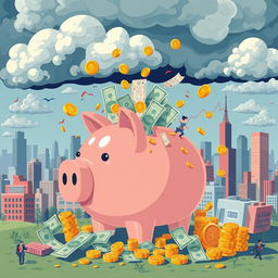 A conceptual illustration depicting the theme of over-investment in the financial landscape