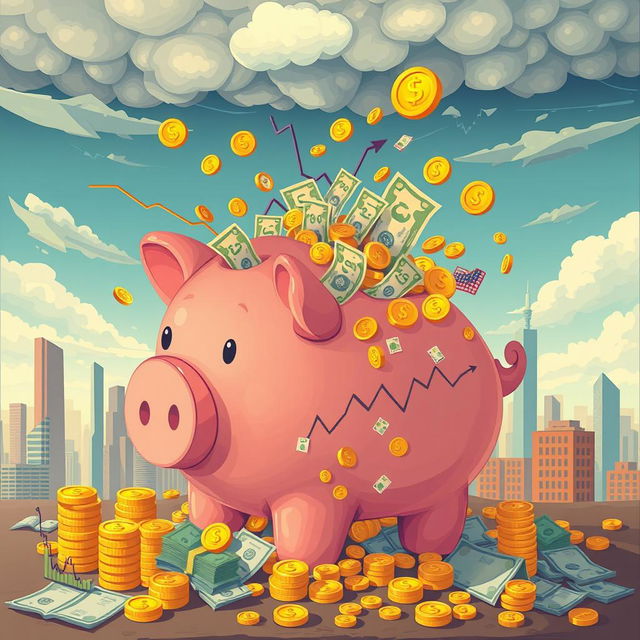 A conceptual illustration depicting the theme of over-investment in the financial landscape