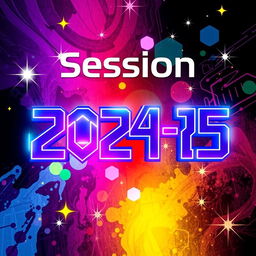 Stylized text graphic featuring the phrase 'Session 2024-25' in a modern, artistic font