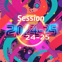 Stylized text graphic featuring the phrase 'Session 2024-25' in a modern, artistic font