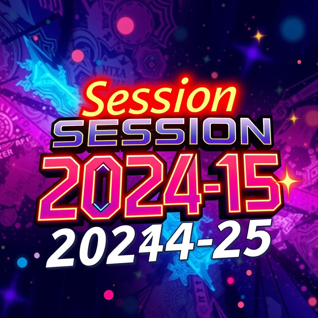 Stylized text graphic featuring the phrase 'Session 2024-25' in a modern, artistic font